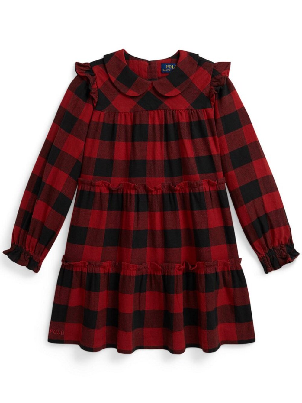 Ralph Lauren Childrenswear Girls  Buffalo Check Ruffled 100% Cotton Twill Dress